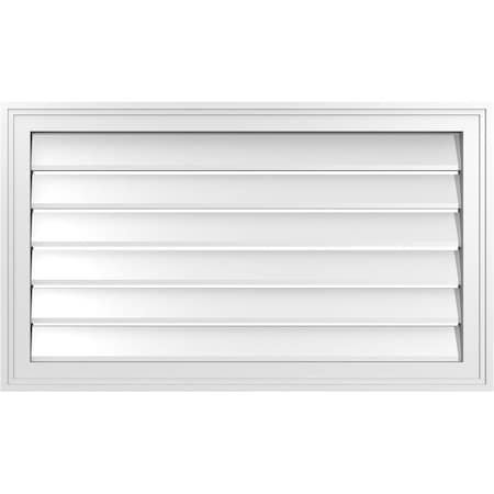 Ekena Millwork Vertical Surface Mount PVC Gable Vent: Functional, w/ 2"W x 1-1/2"P Brickmould Frame, 34"W x 20"H GVPVE34X2002SF